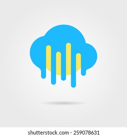 weather forecast icon with cloud and sun. concept of daily forecast, company brand, tv program, weather today. isolated on grey background. flat style trendy modern logo design vector illustration