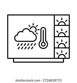 Weather Forecast Icon – Cloud, Sun, and Data Display Representing Climate Monitoring and Predictive Decision Support for Farming Vector Icon