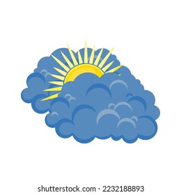 Icono de previsión meteorológica. Nube oscura y sol. Simple ilustración plana vectorial.