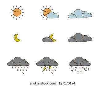 weather forecast icon, hand write collection