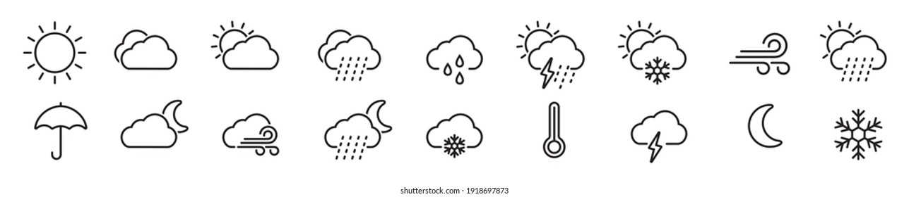 Weather forecast icon in line style, outline icon for web and app, thin line icons collection, Weather business concept, vector illustration