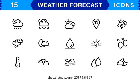 Weather Forecast Icon Pack. High-Quality Icons for Weather Alerts, Conditions, and Forecasting Applications