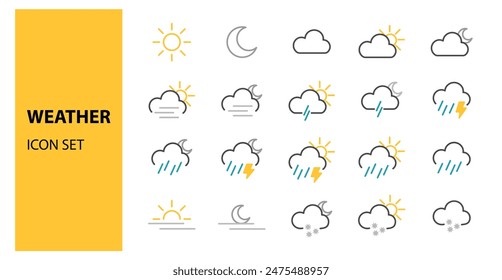 Weather and forecast icon set 