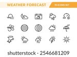 Weather Forecast Icon Set. Bright and dynamic icons for accurate weather reporting, perfect for enhancing apps, websites, and digital platforms Vector icons.