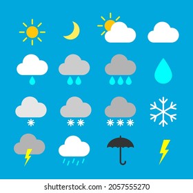 Weather forecast icon set. Meteorology vector symbol collection.