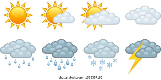 Weather forecast icon set on a white background