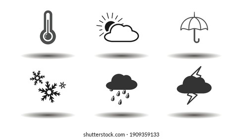 Wettervorhersage mit Sonne, Regen, Wolken, Sonne, Schnee