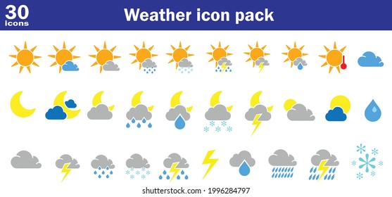 weather forecast icon set.colorful weather icon pack for web use.flat icon set 