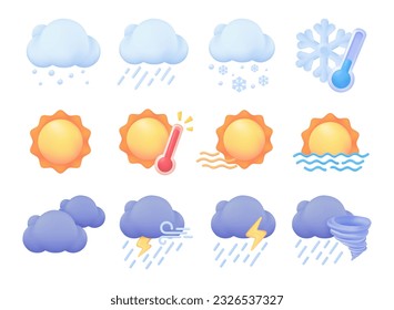 Weather forecast icon. Sun behind cloud with rain 3d vector illustration