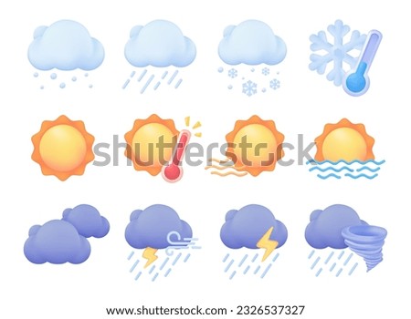 Weather forecast icon. Sun behind cloud with rain 3d vector illustration