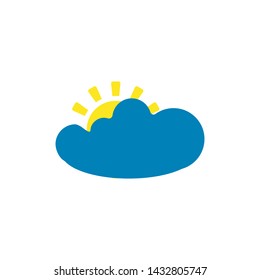 Weather forecast  icon of sun and cloud isolated on white background. Weather symbol  in modern style. For web site design and mobile apps. Vector illustration