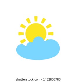 Weather forecast  icon of sun and cloud isolated on white background. Weather symbol  in modern style. For web site design and mobile apps. Vector illustration