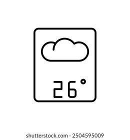 weather forecast icon vector, cloudy icon,26 degrees celsius. Perfect for web and app interfaces, presentations, infographics, etc.