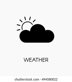 Weather forecast icon vector illustration. Sun behind the cloud.