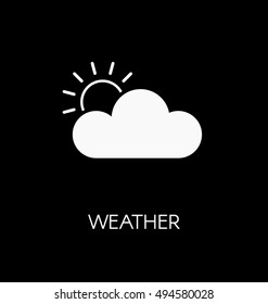 Weather forecast icon vector illustration. Sun behind the cloud.
