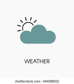 Weather forecast icon vector illustration. Sun behind the cloud.
