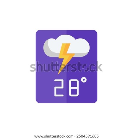 
weather forecast icon vector, thunderstorm icon,28 degrees celsius. Perfect for web and app interfaces, presentations, infographics, etc.
