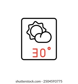 weather forecast icon vector,partly sunny icon,30 degrees celsius. Perfect for web and app interfaces, presentations, infographics, etc.