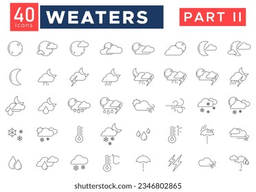 Weather forecast - weather forecast icon for web. set of minimalistic outline style weather icons
