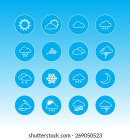 weather forecast icons in blue circles