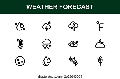 Weather Forecast Icons. Clean Vector Designs for Climate and Temperature Apps