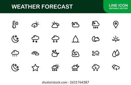 Weather Forecast Icons. Clean Vector Designs for Climate and Temperature Apps