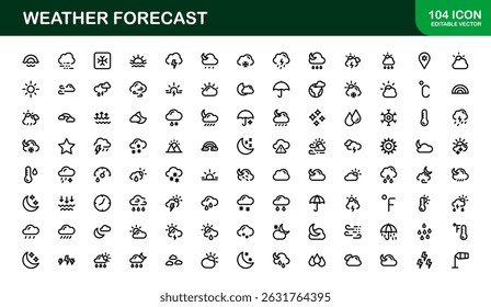 Weather Forecast Icons. Clean Vector Designs for Climate and Temperature Apps