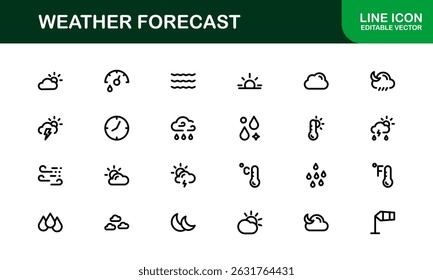 Weather Forecast Icons. Clean Vector Designs for Climate and Temperature Apps