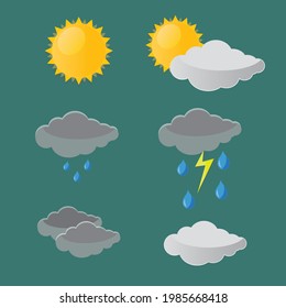 Weather forecast icons. Climate vector linear colorful icon set. Vector illustration