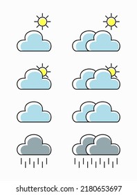 Weather forecast icons collection. Cloud and sun.	