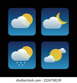 weather forecast icons. Weather flat vector icons set. Flat color weather icons. Vector EPS 10
