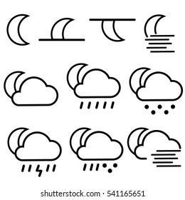 Weather Forecast Icons Night Sky Set Stock Vector (Royalty Free ...