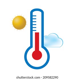 Weather Forecast Icons. Outdoor Thermometer, Sun, Cloud.vector