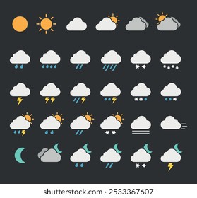 Weather Forecast icons set, climate symbols