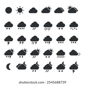 Weather Forecast icons set, climate symbols