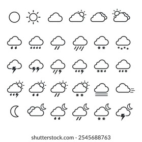 Conjunto de iconos de pronóstico de Clima, símbolos climáticos