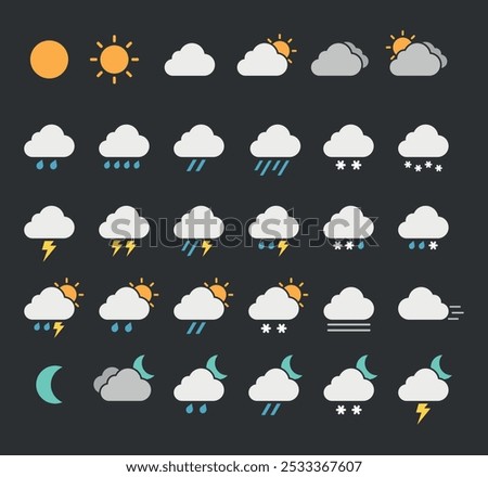 Weather Forecast icons set, climate symbols