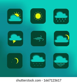 iconos de pronóstico del tiempo configurar un vector de estilo plano