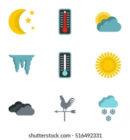 Weather forecast icons set. Flat illustration of 9 weather forecast vector icons for web