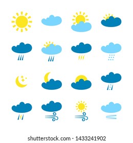 Weather forecast  icons set isolated on white background. Weather symbols  in modern style. Symbols for web site design and mobile apps. Vector illustration