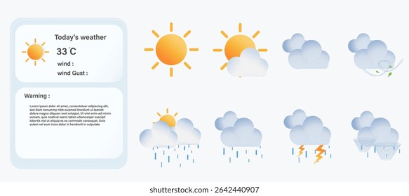 Weather Forecast Icons Set on white background