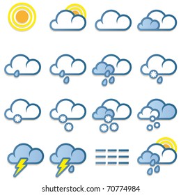 Weather forecast icons set on white background - vector