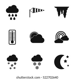Weather forecast icons set. Simple illustration of 9 weather forecast vector icons for web