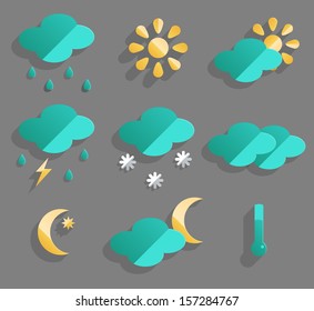 Weather forecast icons set - vector, flat design