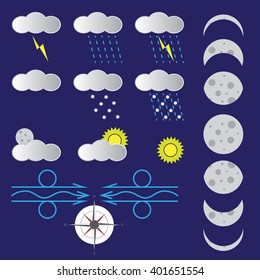 weather forecast icons set vector format illustration