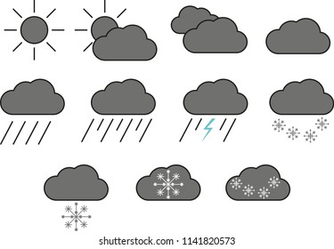 weather forecast icons vector graphic