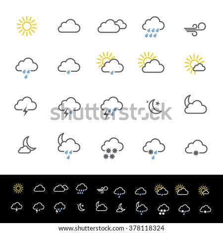 Weather forecast icons vector illustration.