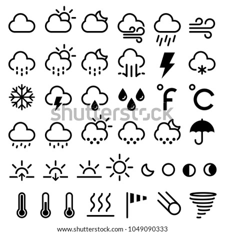 Weather forecast icons. Vector illustrations.
