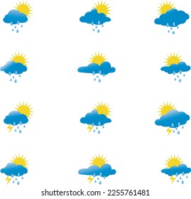 Imagen vectorial de iconos de previsión meteorológica.