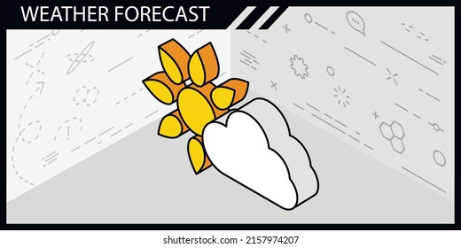 Weather forecast isometric design icon. Vector web illustration. 3d colorful concept